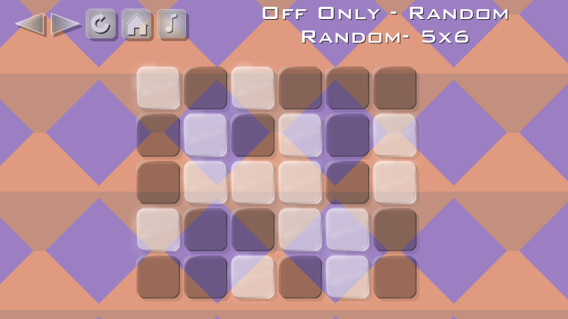 Brandins Buttons Puzzle Game - Off Only Random 5x6 mode.